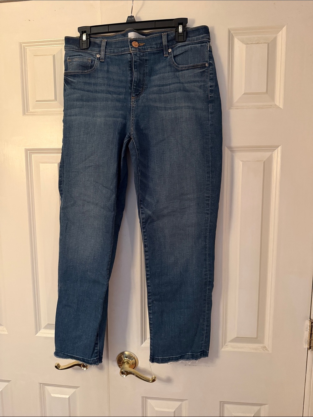 LOFT Medium Blue Cropped Straight Jeans